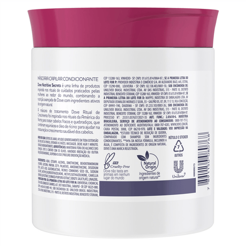 Máscara 1 Minuto Dove Ritual de Crescimento 500g