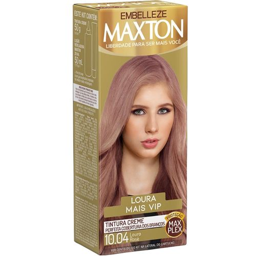 Tintura Creme Maxton 10.04 Louro Rosé Kit Prático