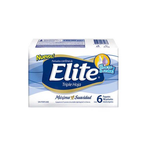 Lenço de Papel Elite Folha Dupla 6 Pacotes com 10 Folhas Cada