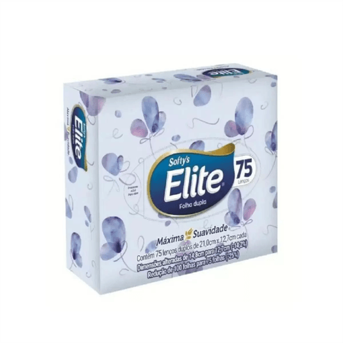 Lenço de Papel Softy's Elite Folha Dupla com 75 Unidades