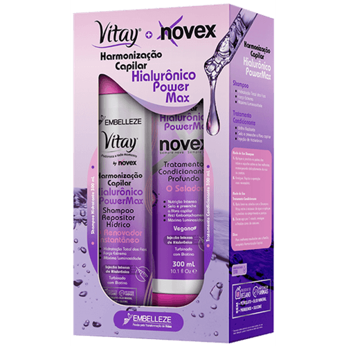 Kit Shampoo e Condicionador Vitay Novex Hialurônico PowerMax Harmonização Capilar 300ml