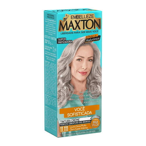 Tintura Creme Maxton 11.111 Louro Cinza Muito Claro Mate Kit Prático