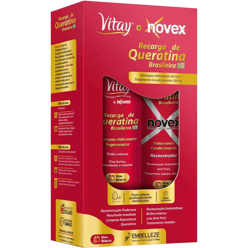 Kit Shampoo + Condicionador Novex Vitay Recarga de Queratina 300ml