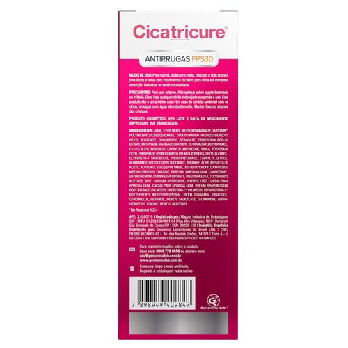 Gel Creme Cicatricure Antissinais Diurno FPS30 50g