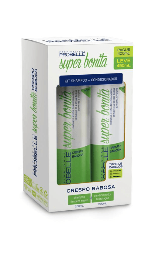 Kit Probelle Shampoo+ Condicionador 400ml Crespo Babosa