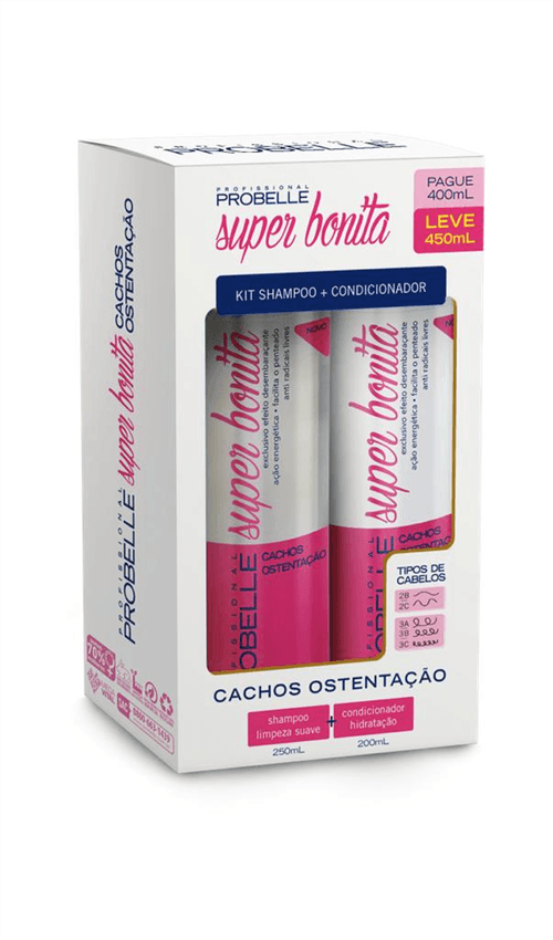 Kit Probelle Shampoo+ Condicionador 400ml Cachos Ostentação