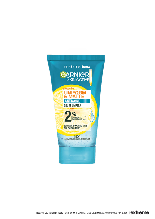 Gel de Limpeza Facial Garnier Uniform & Matte Antiacne 150G