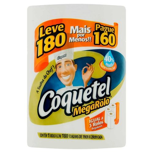 Papel Toalha Coquetel Mega Rolo Leve 180 Pague 160