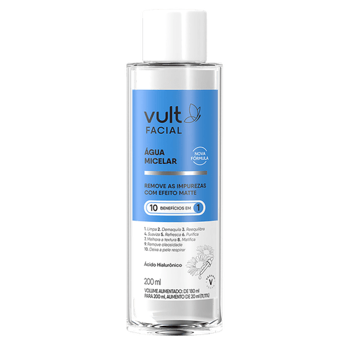 Agua Micelar Efeito Matte Vult Facial Frasco 200ml