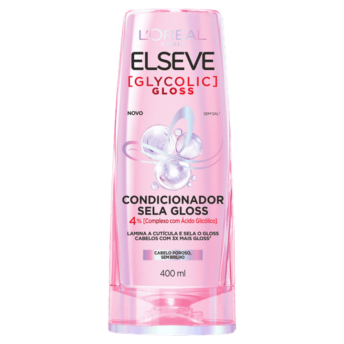 Condicionador Sela Gloss Elseve Glycolic Gloss Frasco 400ml
