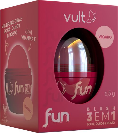 Blush Bastao 3 em 1 Cereja Coradinha Vult Fun com 6,5g