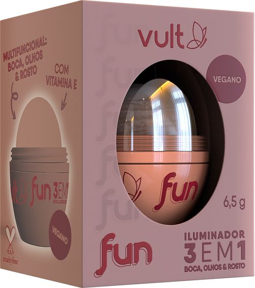 Blush Bastao 3 em 1 Rose Iluminada Vult Fun com 6,5g