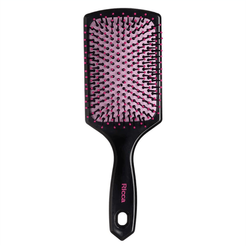 Escova de Cabelo Ricca Basic Racket Preto e Rosa