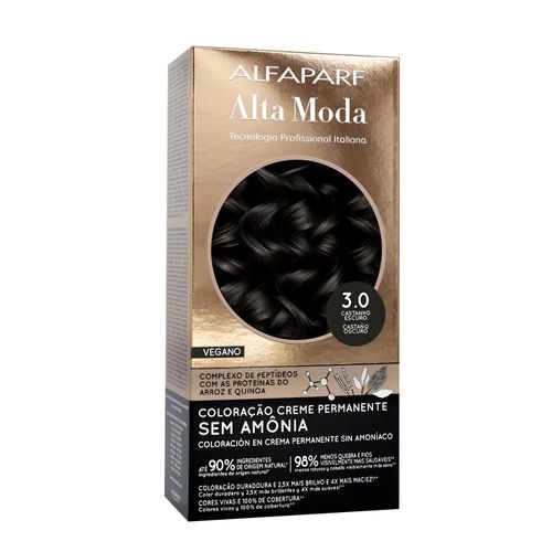 Tintura Creme sem Amônia Altamoda 3.0 Castanho Escuro Kit