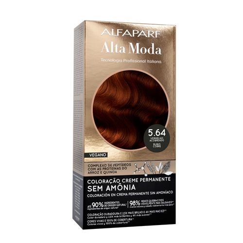 Tintura Creme sem Amônia Altamoda 5.64 Vermelho Acobreado Kit