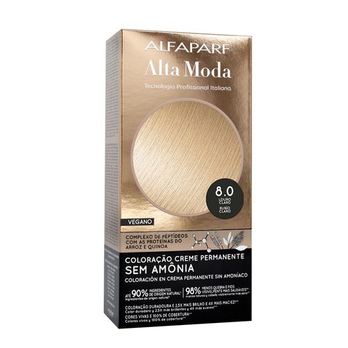 Tintura Creme sem Amônia Altamoda 8.0 Louro Claro Kit