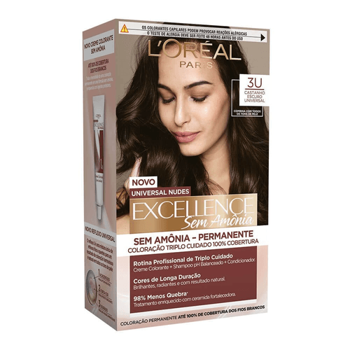 Kit Coloração Imedia Excellence Sem Amônia 3U Castanho Escuro Universal