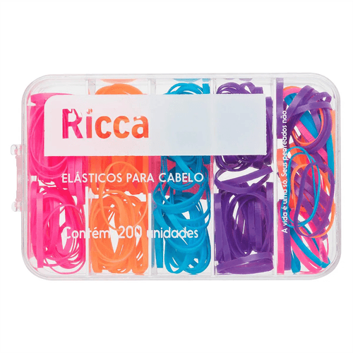 Kit Elásticos Coloridos para Cabelos com 200 Unidades Ricca