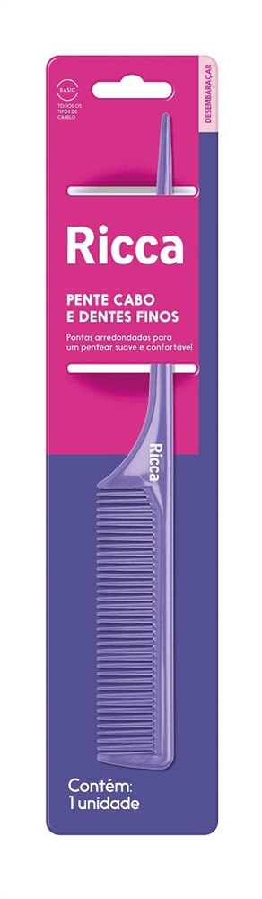 Pente Basic Cabo e Dentes Finos Ricca