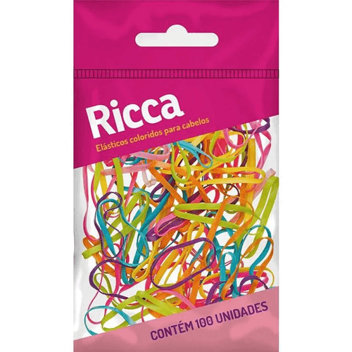 Elásticos Coloridos para Cabelos Ricca com 100 Unidades