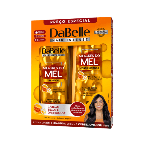 Kit Shampoo 250ml + Condicionador 175ml DaBelle Milagres do Mel