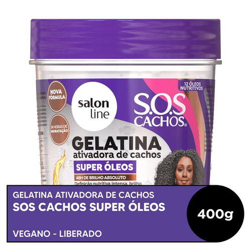 Gelatina SOS Cachos Salon Line Nutritiva Ativadora de Cachos Super Óleos 400g