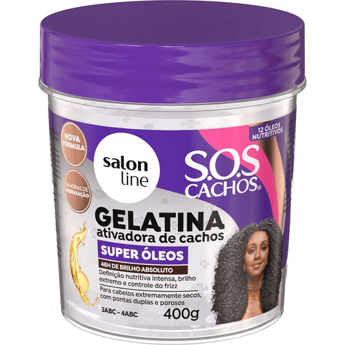 Gelatina SOS Cachos Salon Line Nutritiva Ativadora de Cachos Super Óleos 400g