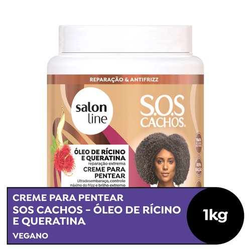 Creme para Pentear Salon Line SOS Cachos Óleo de Rícino e Queratina 1kg