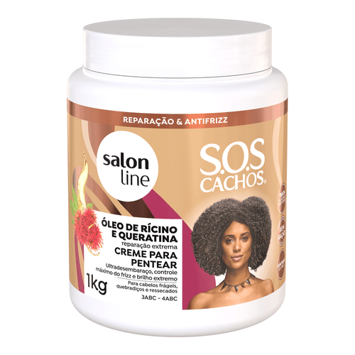 Creme para Pentear Salon Line SOS Cachos Óleo de Rícino e Queratina 1kg