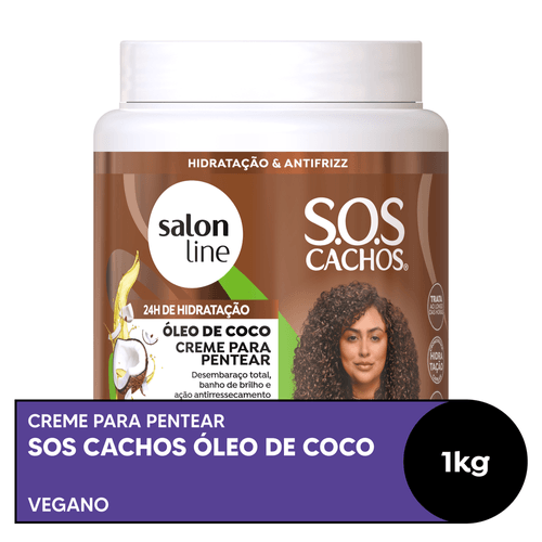 Creme para Pentear Salon Line SOS Cachos Óleo de Coco Hidratação Absoluta 1kg