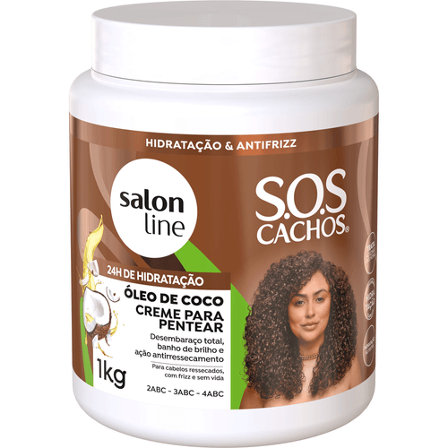 Creme para Pentear Salon Line SOS Cachos Óleo de Coco Hidratação Absoluta 1kg