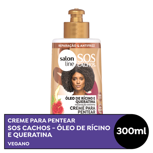 Creme para Pentear Salon Line SOS Cachos Óleo de Rícino e Queratina 300ml