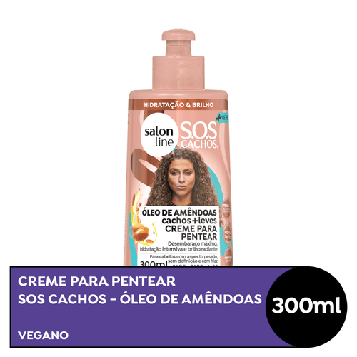 Creme para Pentear Salon Line SOS Cachos Creme para Pentear Óleo de Amêndoas 300ml