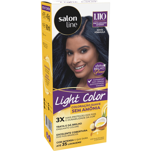 Tintura Salon Line Light Color Profissional Safira Preto Azulado Intenso 1.110