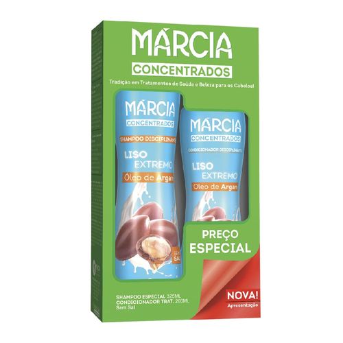 Kit Shampoo 325ml + Condicionador 200ml Márcia Concentrados Liso Extremo Óleo de Argan