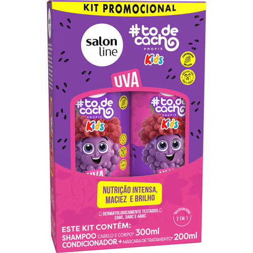 Kit Shampoo 300ml + Condicionador 200ml Salon Line #ToDeCacho Uva Kids