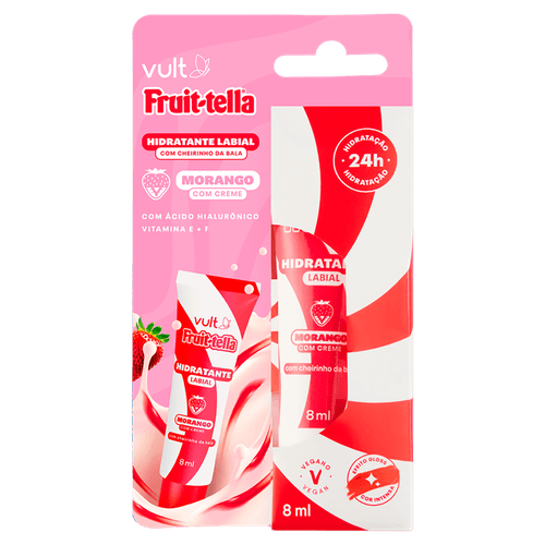 Hidratante Labial Vult Vermelho Morango com Creme Fruit-tella com 8ml