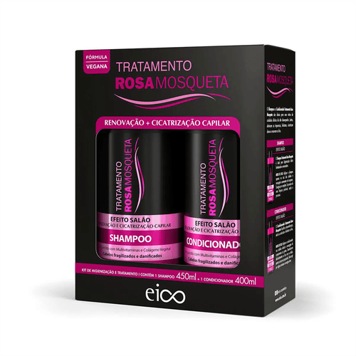 Kit Eico Tratamento Rosa Mosqueta Shampoo 450ml + Condicionador 400ml