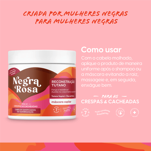 Máscara Capilar Reconstrução Tutano Negra Rosa 500g