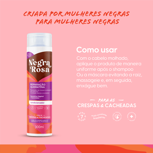 Condicionador Reparação Queratina Negra Rosa 300ml