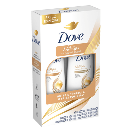 Kit Dove Shampoo 350ml + Condicionador 175ml Nutrição Fusão