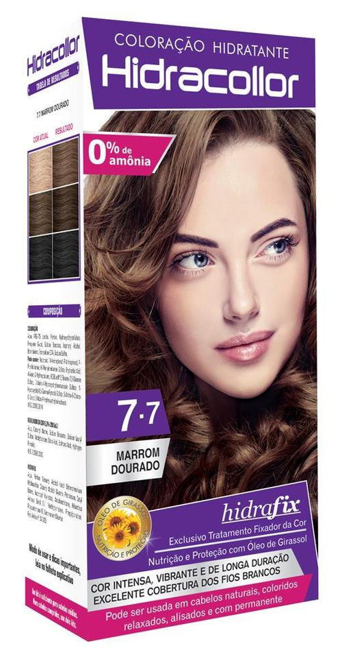 Tintura Creme Kit Hidracollor Marrom Dourado 7.7