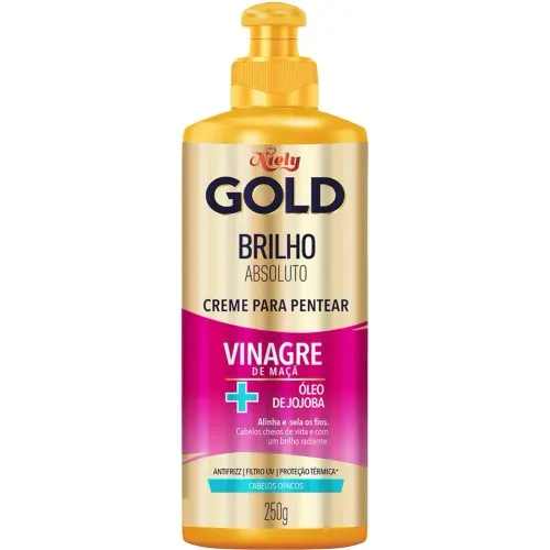 Creme Para Pentear Niely Gold Brilho Absoluto Vinagre de Maçã + Óleo de Jojoba 250g