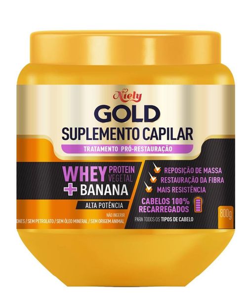 Creme de Tratamento Niely Gold Suplemento Capilar Whey Protein Vegetal + Banana 800g