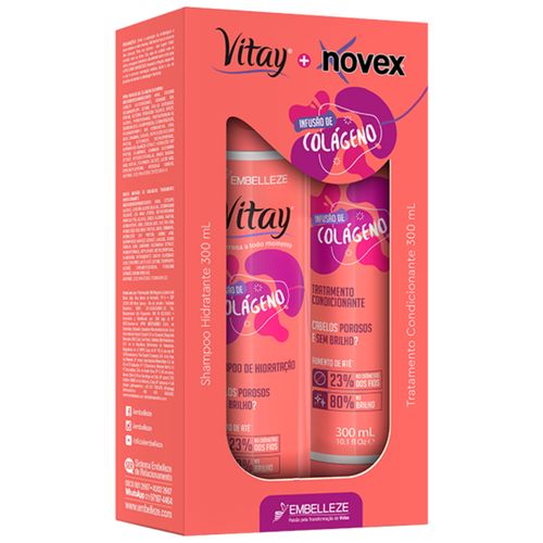Kit Shampoo 400ml + Condicionador 300ml Novex Vitay Infusão de Colágeno
