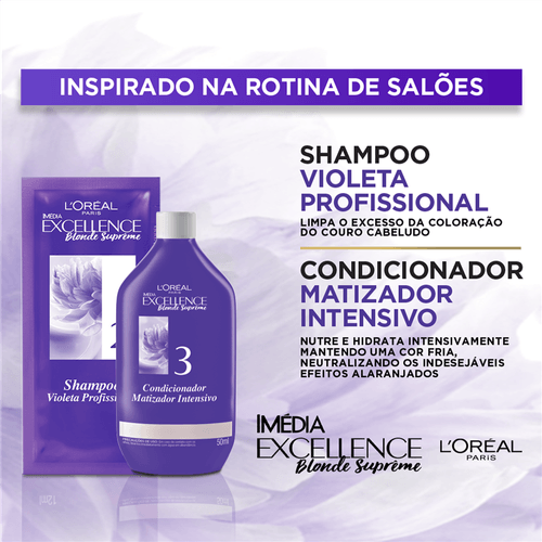 Tintura Creme Imédia Excellence Blonde Supreme 9.12 Louro Muito Claro Pérola kit