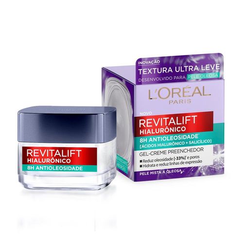 Gel Creme Hidratante Revitalift Hialurônico Antioleosidade 49g