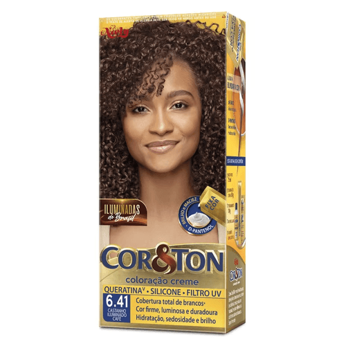Tintura Creme Cor&Ton Mini Kit 6.41 Castanho Iluminado Café