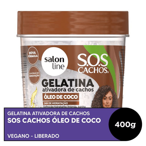 Gelatina SOS Cachos Salon Line Ativadora de Cachos Óleo de Coco 400g