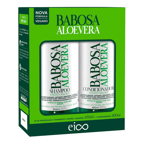 Kit Eico Babosa Aloe Vera Shampoo 450ml + Condicionador 400ml